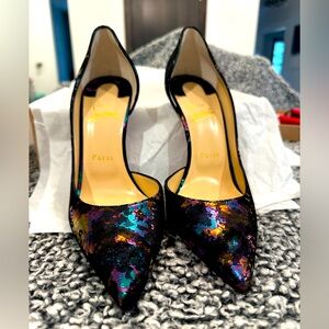 2020 Christian Louboutin Iriza Milkyway suede heels